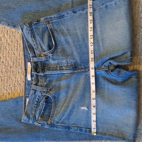 Levi's Wedgie Button Fly Denim Blue Jeans Distressed - Picture 9 of 10